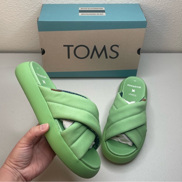 Toms Shoes New Toms X Wildfang Alpargata Mallow Crossover Arcadian Green Leather Sandal